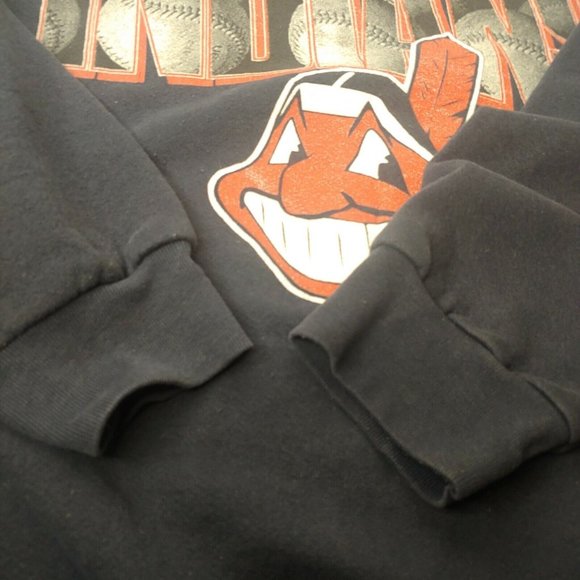 Vintage Cleveland Indians Baseball Logo 7 Men XL Sweatshirt Navy MLB Crew Retro - Picture 3 of 7